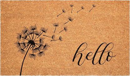 17" X 29" Brown And Black Floral Hello Outdoor Coir Door Mat HomeRoots