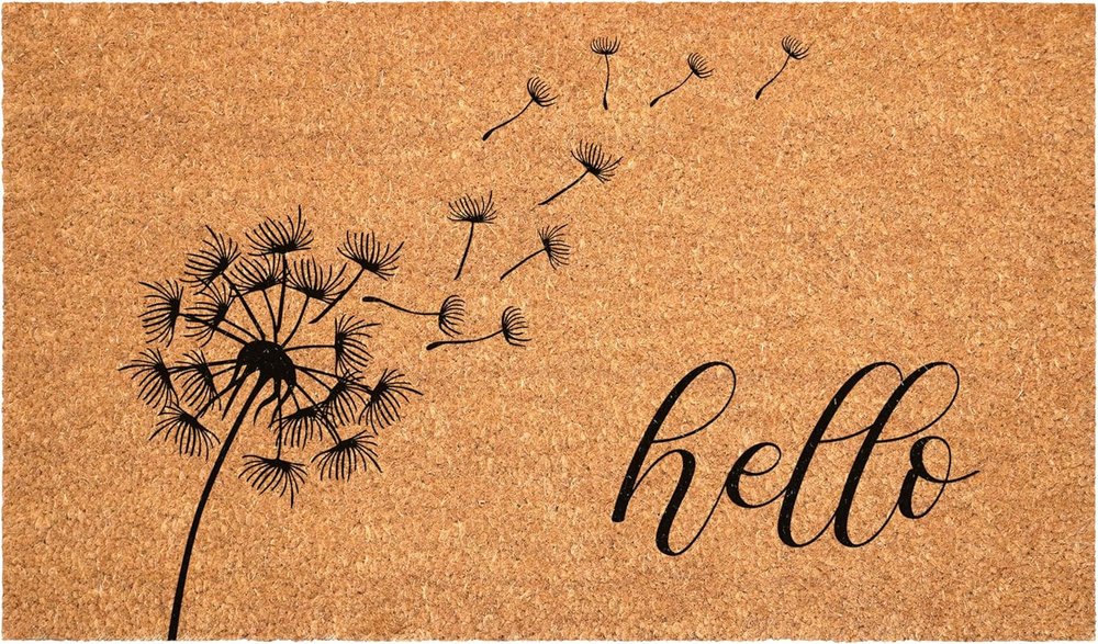 17" X 29" Brown And Black Floral Hello Outdoor Coir Door Mat — view 18