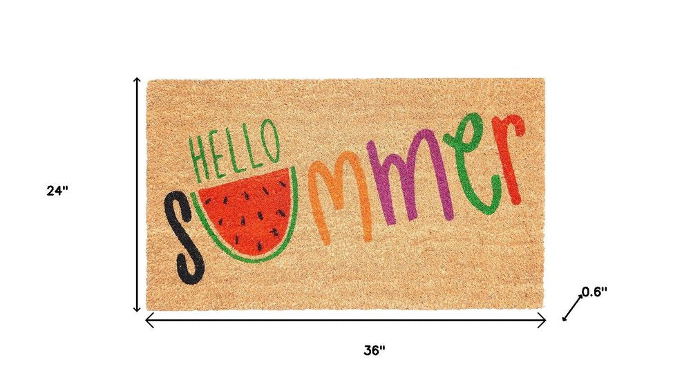 17" X 29" Brown Green And Red Hello Summer Outdoor Coir Door Mat — view 7
