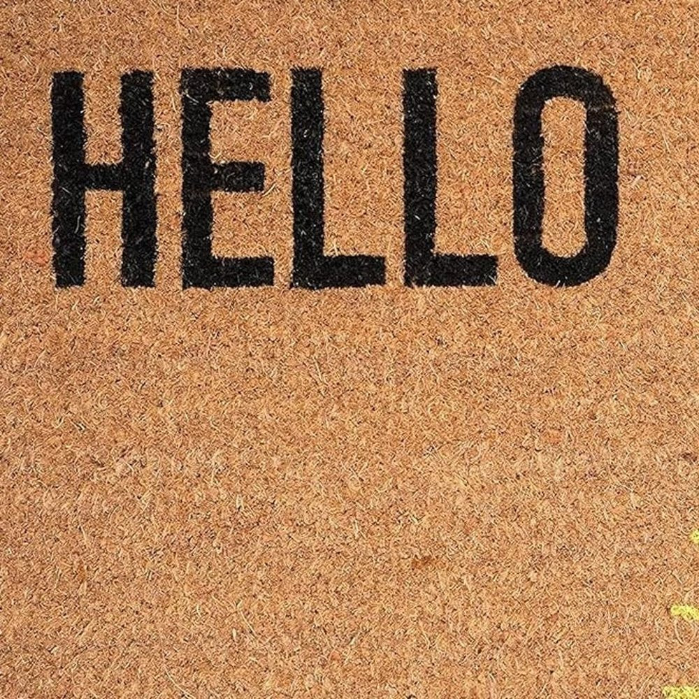 17" X 29" Brown Yellow And Black Sunny Hello Outdoor Coir Door Mat — view 3