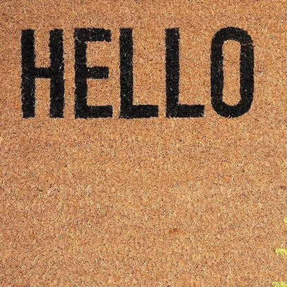 17" X 29" Brown Yellow And Black Sunny Hello Outdoor Coir Door Mat HomeRoots