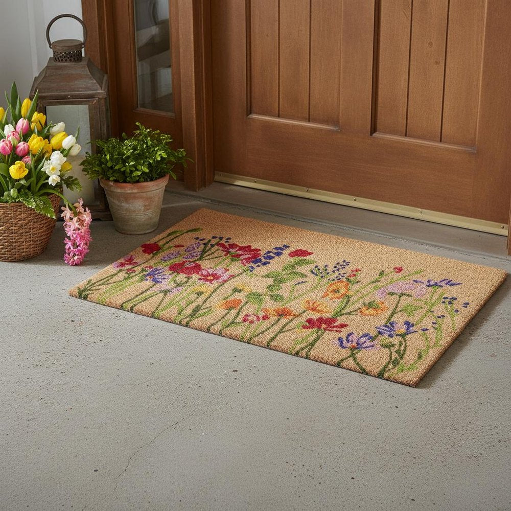 18" X 30" Brown Green And Purple Floral Outdoor Coir Door Mat — view 7