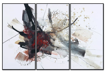 Set Of Three Modern Abstract Triptych Style Black Framed Wall Art