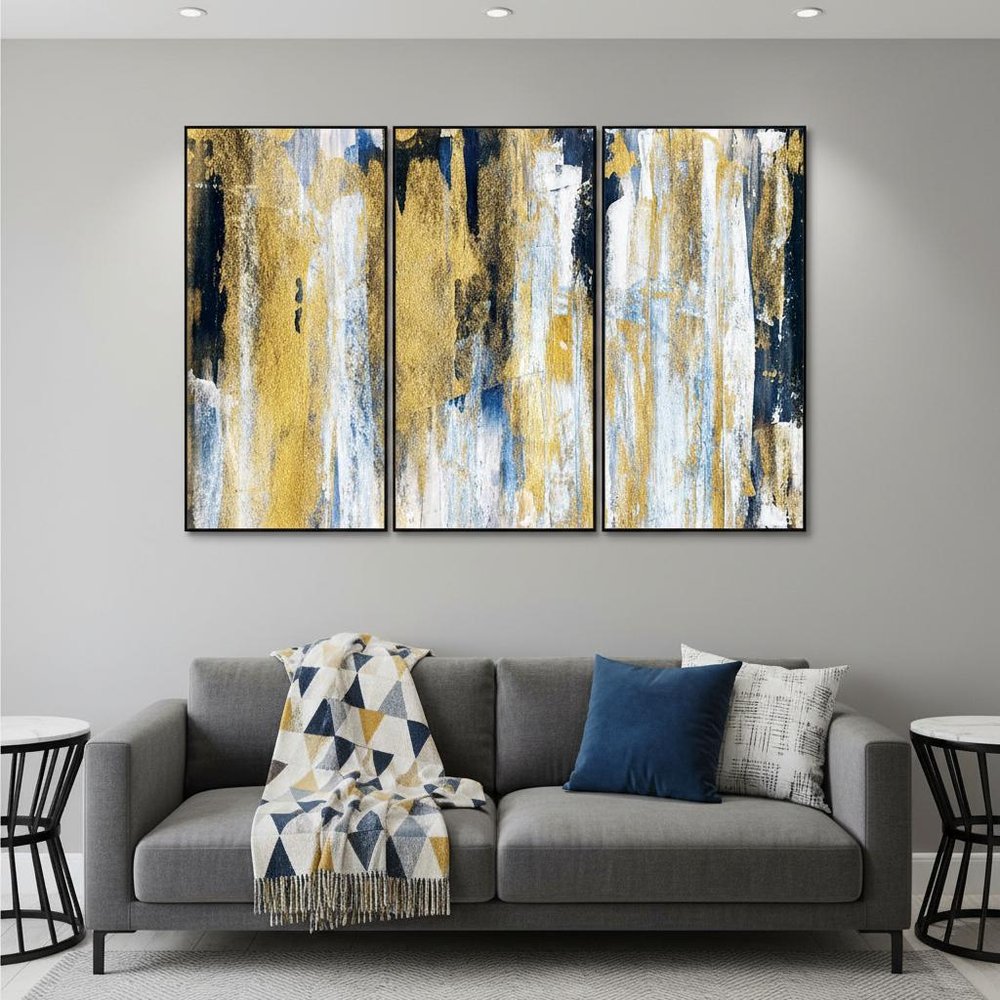Set Of Three Oro Black Framed Bold Art Wall Art — view 3