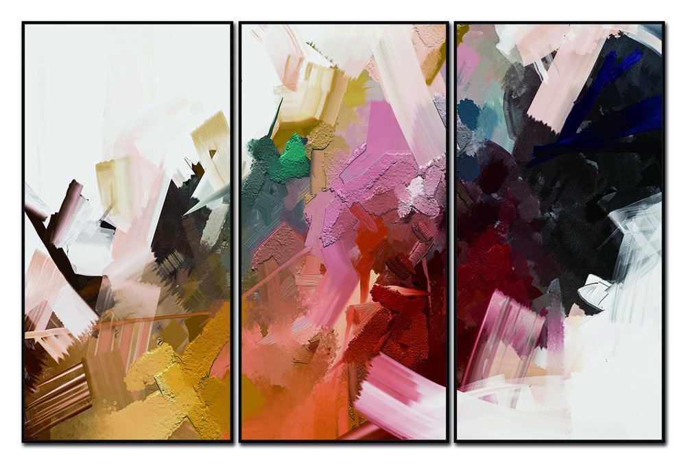 Set Of Three Luz Black Framed Wall Art