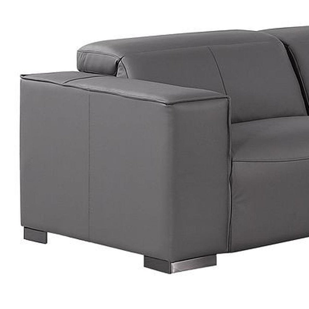 Two Piece Dark Gray Genuine Leather Five Person Seating Set — view 8