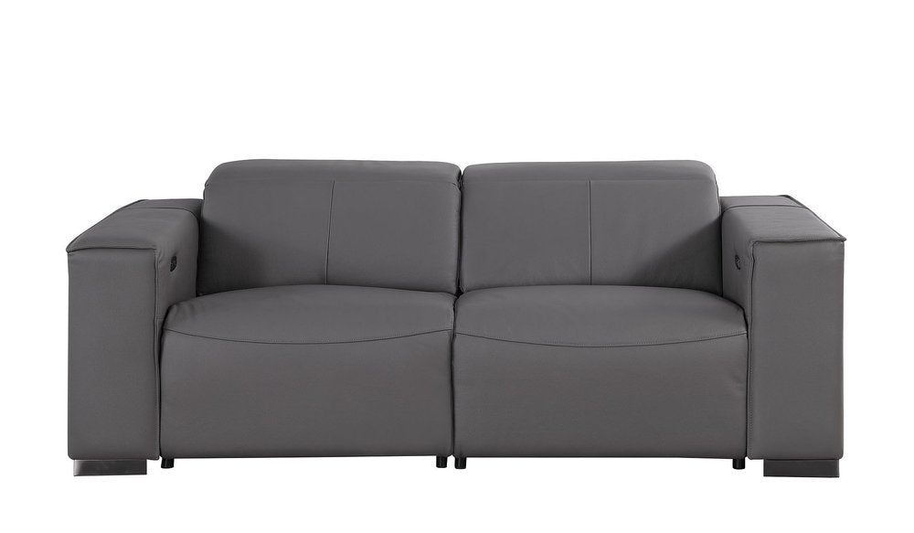 Two Piece Dark Gray Genuine Leather Five Person Seating Set — view 5
