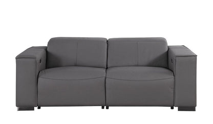 Two Piece Dark Gray Genuine Leather Five Person Seating Set