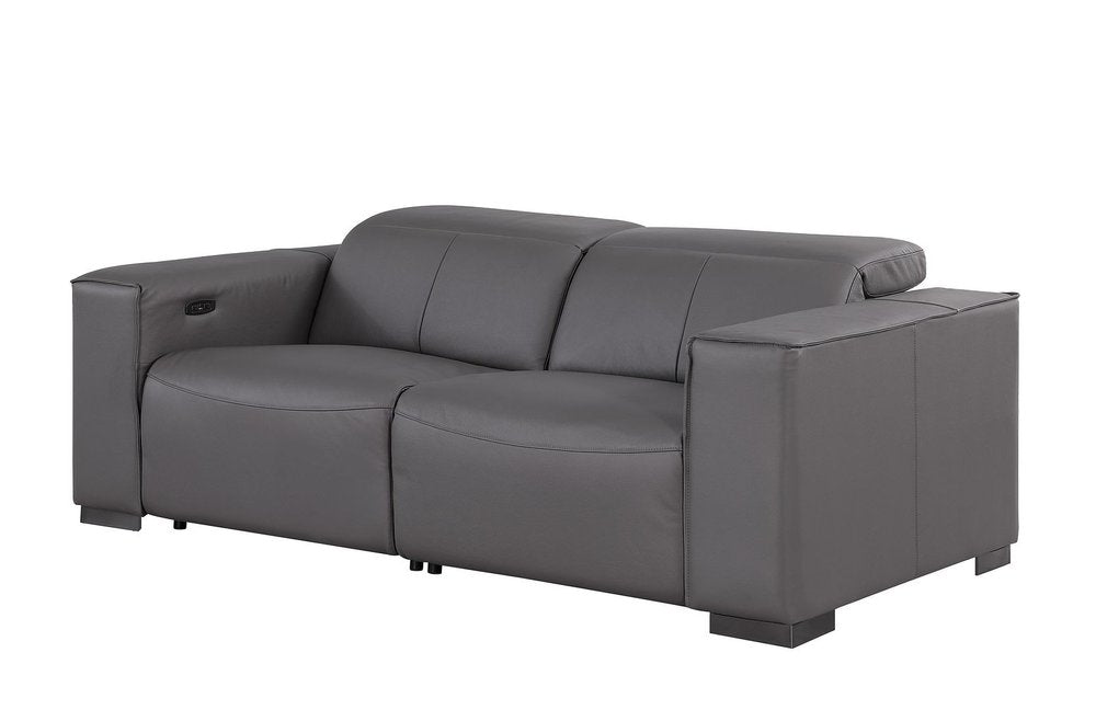 Two Piece Dark Gray Genuine Leather Five Person Seating Set — view 6