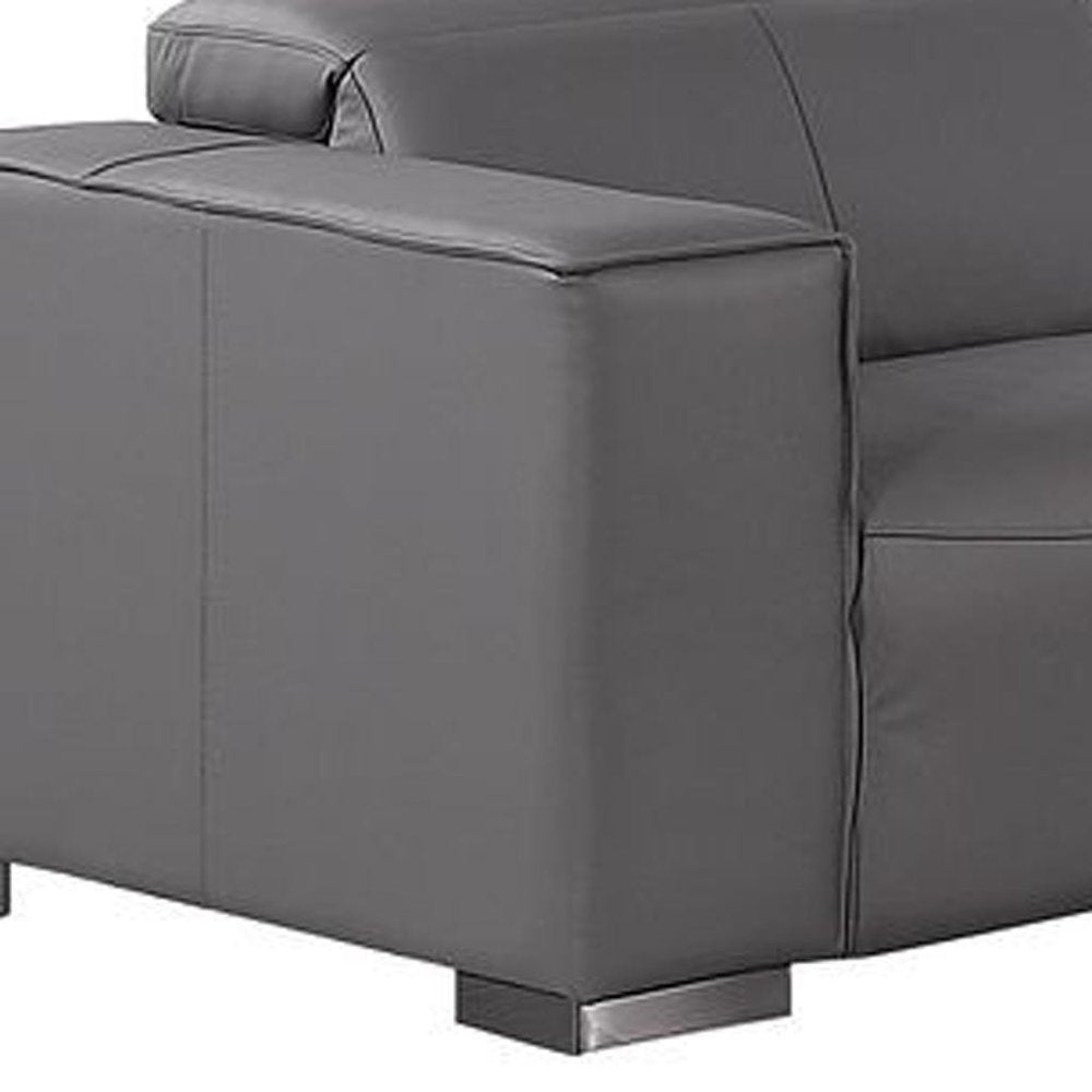 Two Piece Dark Gray Genuine Leather Five Person Seating Set — view 7