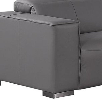 Two Piece Dark Gray Genuine Leather Five Person Seating Set