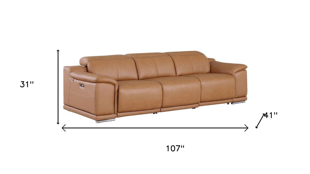 Two Piece Chestnut Genuine Leather Five Person Seating Set — view 8