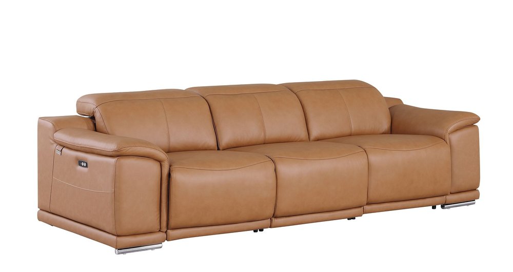 Two Piece Chestnut Genuine Leather Five Person Seating Set — view 1
