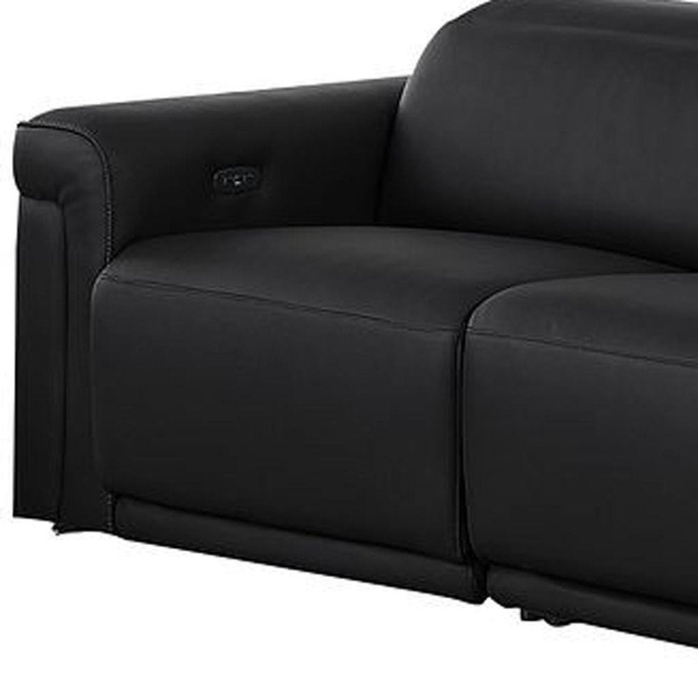 Two Piece Black Italian Leather Five Person Seating Set — view 8