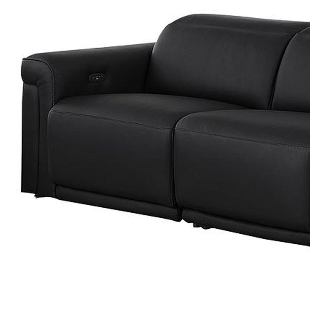 Two Piece Black Italian Leather Five Person Seating Set — view 9