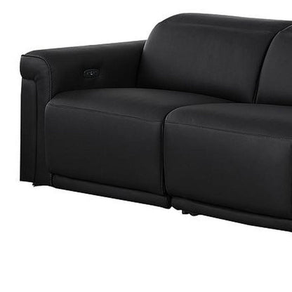 Two Piece Black Italian Leather Five Person Seating Set