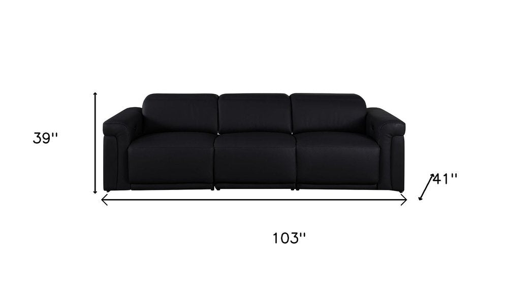 Two Piece Black Italian Leather Five Person Seating Set — view 10