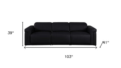 Two Piece Black Italian Leather Five Person Seating Set