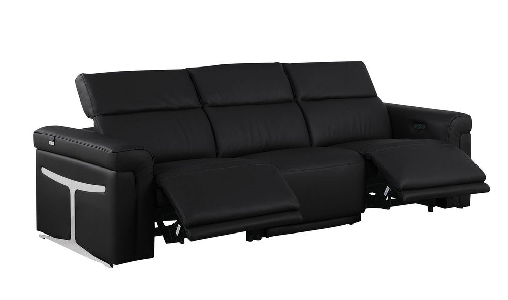 Two Piece Black Italian Leather Five Person Seating Set — view 5