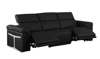 Two Piece Black Italian Leather Five Person Seating Set