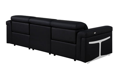 Two Piece Black Italian Leather Five Person Seating Set