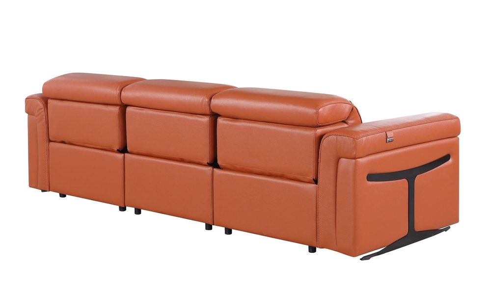 Two Piece Camel Italian Leather Five Person Seating Set — view 6