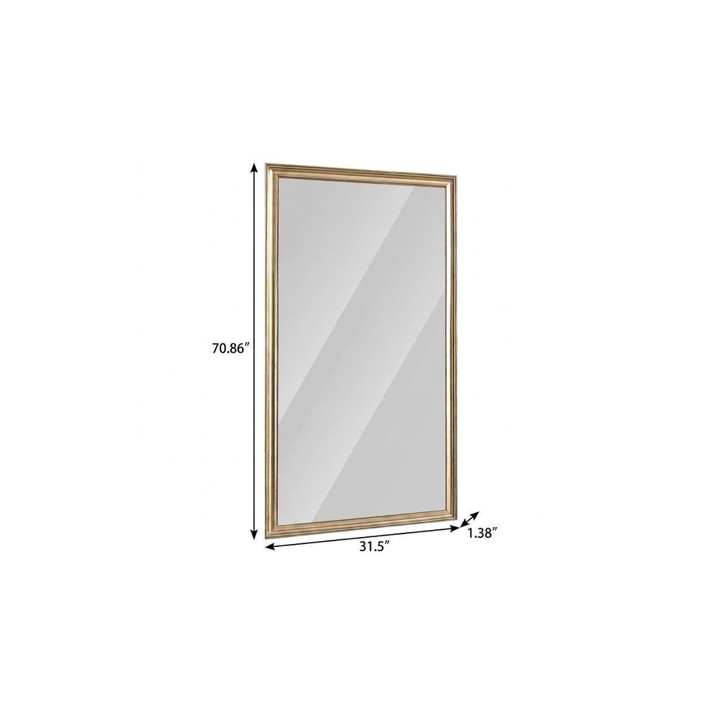 71" Golden Brown Wood Wall Mounted And Leaning Framed Full Length Mirror — view 3