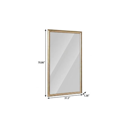 71" Golden Brown Wood Wall Mounted And Leaning Framed Full Length Mirror