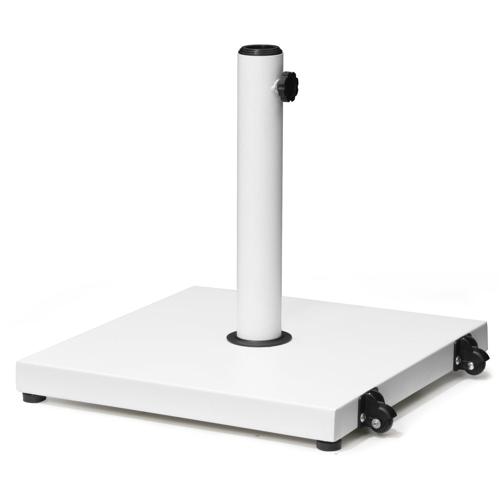White Market Umbrella Steel In Ground Adjustable Umbrella Base With Wheels — view 2