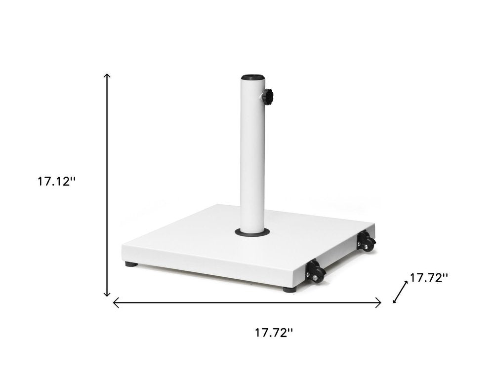 White Market Umbrella Steel In Ground Adjustable Umbrella Base With Wheels — view 5