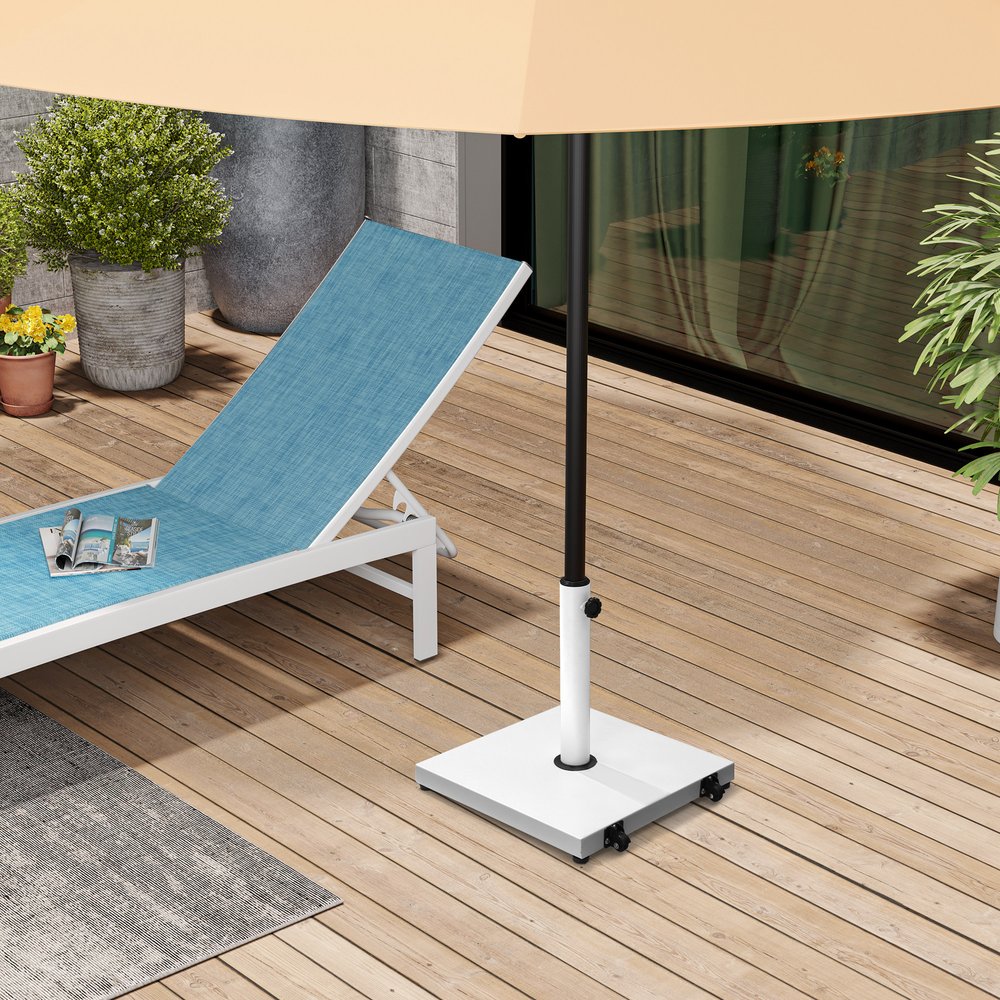 White Market Umbrella Steel In Ground Adjustable Umbrella Base With Wheels — view 4