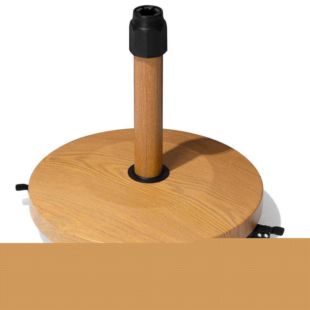 Light Brown Market Umbrella Steel In Ground Adjustable Umbrella Base With Wheels — view 1