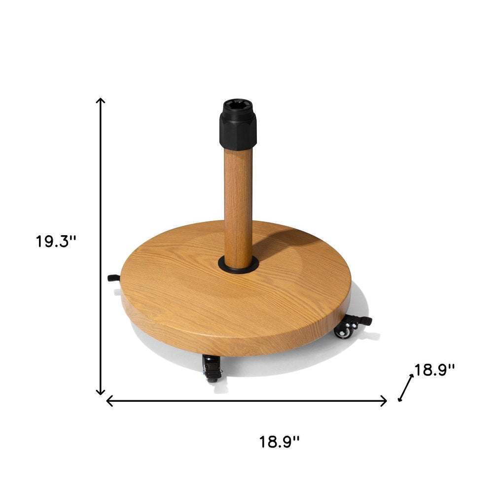 Light Brown Market Umbrella Steel In Ground Adjustable Umbrella Base With Wheels — view 3