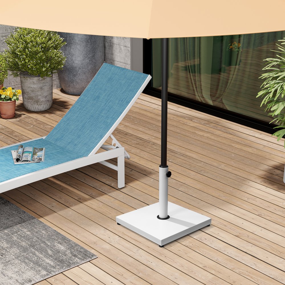 White Market Umbrella Fillable Steel In Ground Adjustable Umbrella Base — view 3