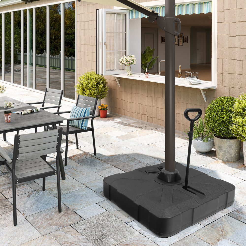 Black Cantilever Umbrella Fillable Steel In Ground Umbrella Base With Wheels — view 4