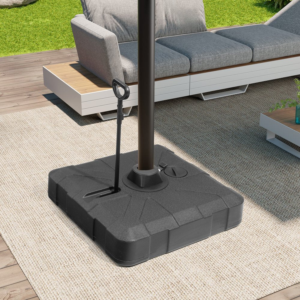 Black Cantilever Umbrella Fillable Steel In Ground Umbrella Base With Wheels — view 5