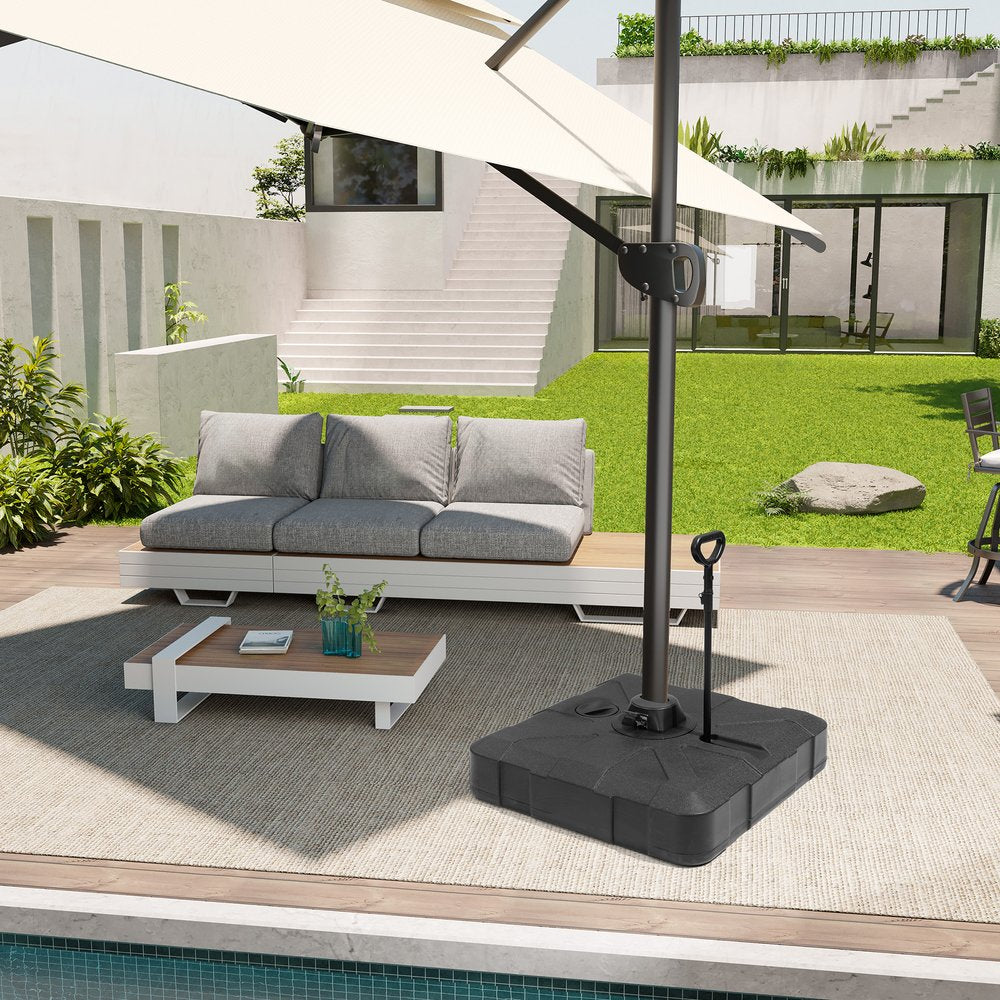 Black Cantilever Umbrella Fillable Steel In Ground Umbrella Base With Wheels — view 6