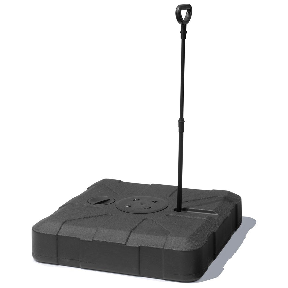 Black Cantilever Umbrella Fillable Steel In Ground Umbrella Base With Wheels — view 1