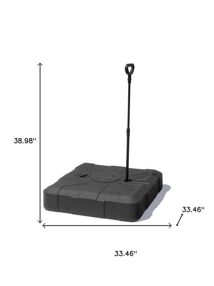 Black Cantilever Umbrella Fillable Steel In Ground Umbrella Base With Wheels — view 8