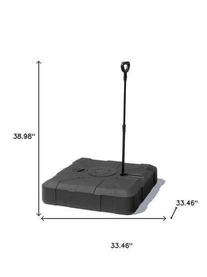 Black Cantilever Umbrella Fillable Steel In Ground Umbrella Base With Wheels