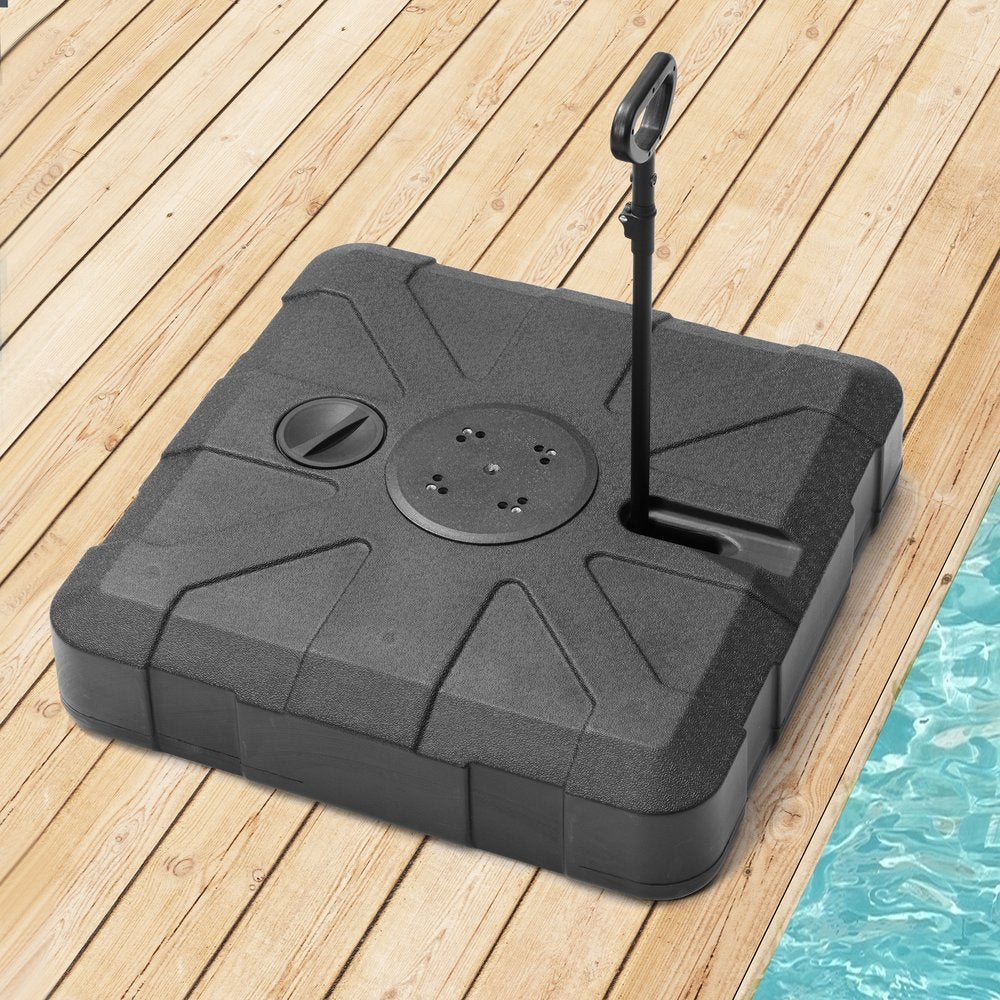 Black Cantilever Umbrella Fillable Steel In Ground Umbrella Base With Wheels — view 3