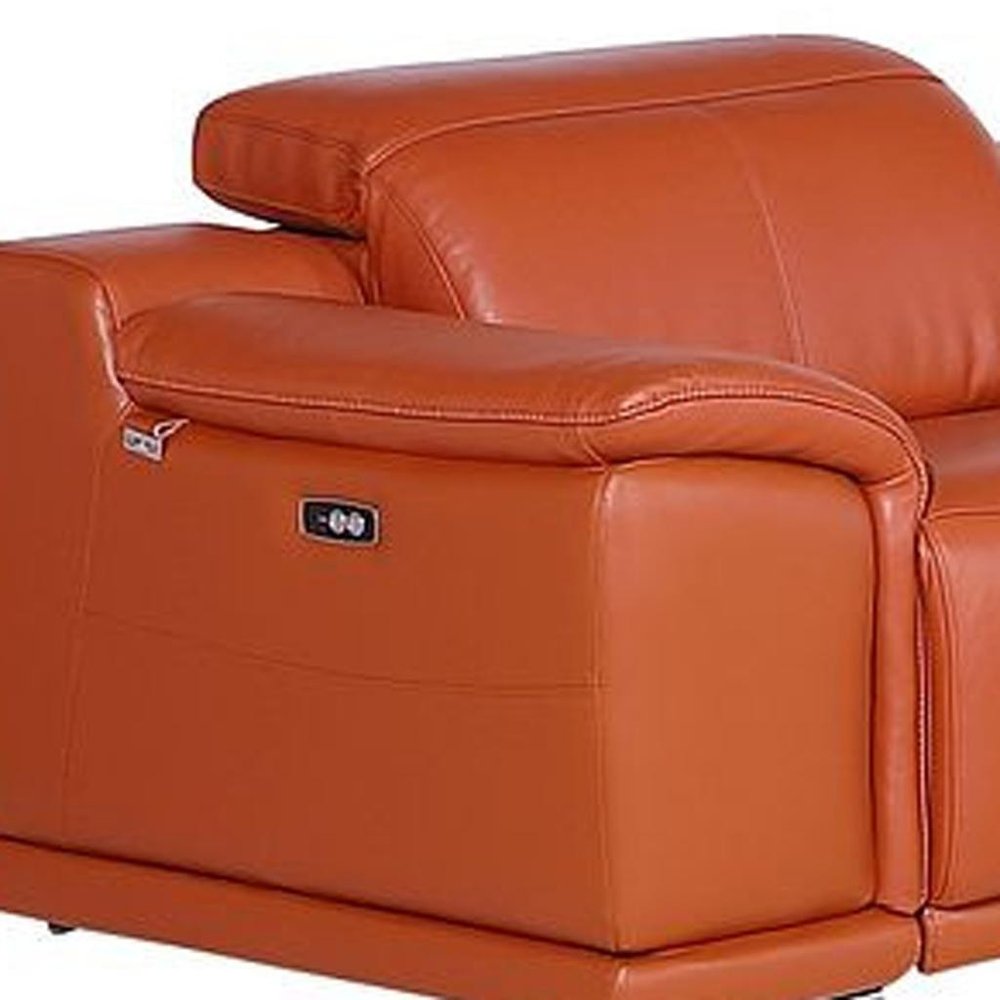 Three Piece Camel Genuine Leather Six Person Seating Set — view 8