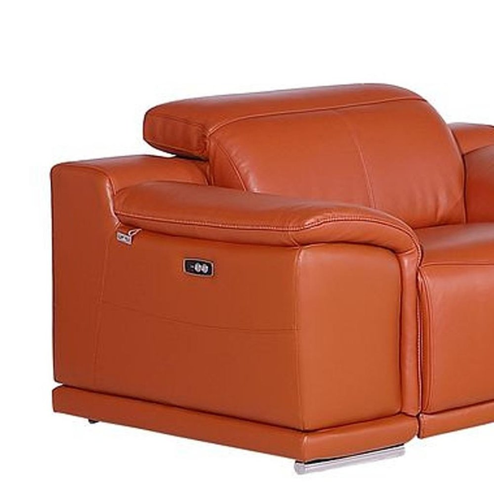 Three Piece Camel Genuine Leather Six Person Seating Set — view 9
