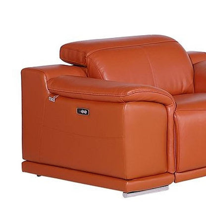 Three Piece Camel Genuine Leather Six Person Seating Set