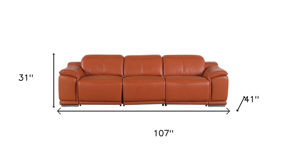 Three Piece Camel Genuine Leather Six Person Seating Set — view 10