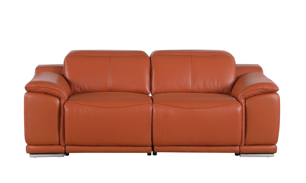 Three Piece Camel Genuine Leather Six Person Seating Set — view 6