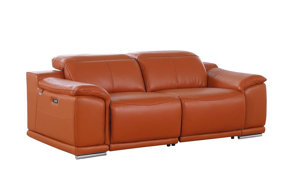 Three Piece Camel Genuine Leather Six Person Seating Set — view 7
