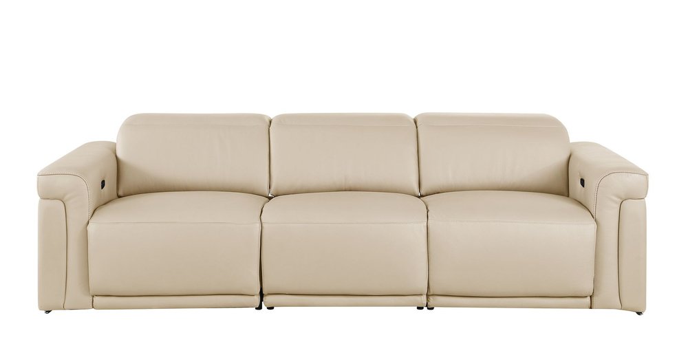 Three Piece Beige Italian Leather Six Person Seating Set — view 3