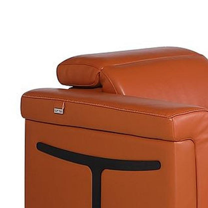 Three Piece Camel Italian Leather Six Person Seating Set