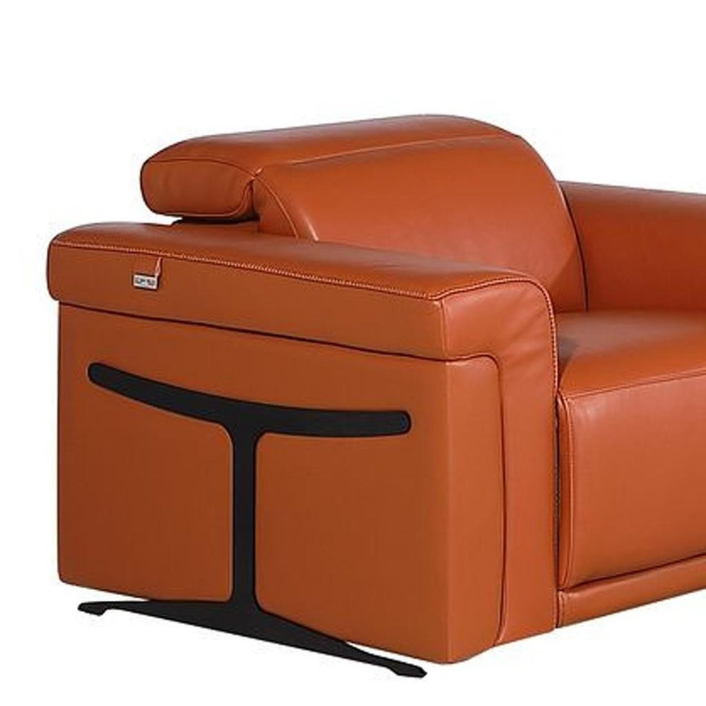 Three Piece Camel Italian Leather Six Person Seating Set — view 20